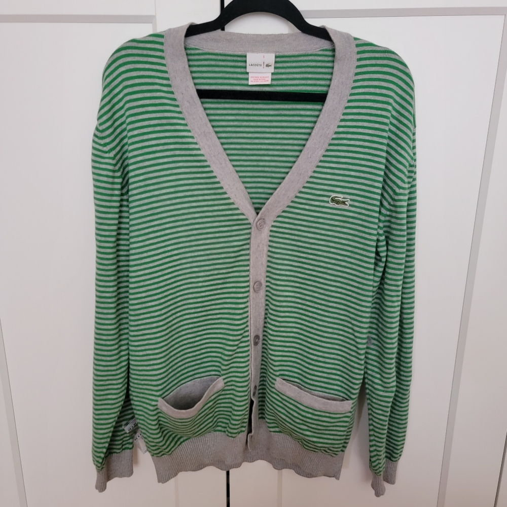 Lacoste Green Striped Cardigan